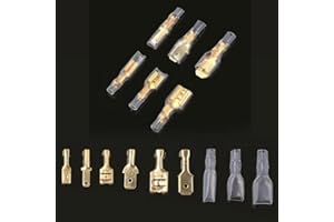 180Pcs 2.8mm 4.8mm 6.3mm Electrical Spade Wire Connector Insulated Female Male Terminal for Car Audio Speaker (Gold)