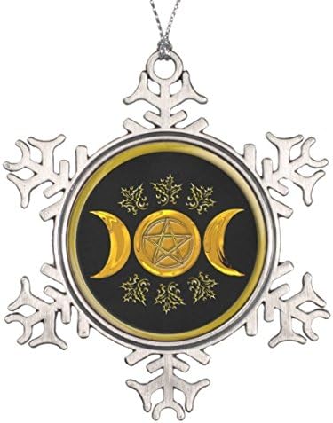 Triple Moon And Pentacle - Pewter Snowflake 1 Snowflake Pewter Christmas Ornament