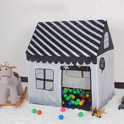 YH TENT Black and White House Shape Castle Play Tent Lace Conveniently folds in to a Carrying Case Indoor Outdoor Playhouse Easy to Assemble Relax Folding Convenient Polyester Fibre Without Mat