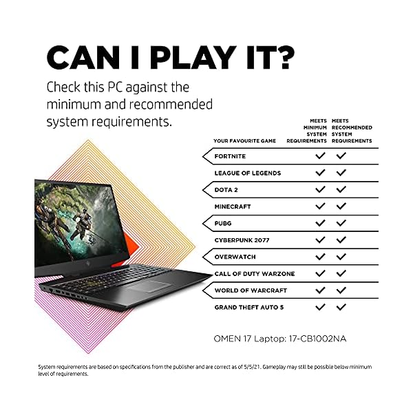 HP OMEN 17-cb1002na 17.3 Inch Full HD, 144 Hz Gaming Laptop, Intel Core i7-10750H, 16 GB RAM, 512 GB SSD, NVIDIA GeForce…