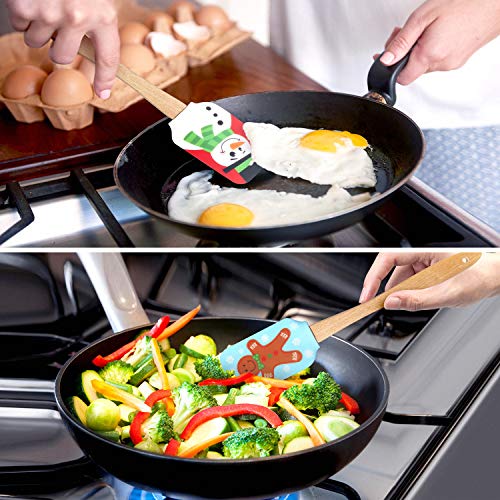 Christmas Spatulas Silicone Spatula Gift - Christmas Rubber Spatulas with Wooden Handle, Perfect for Christmas Gift, Baking (3 PCS) - Thumbnail 6