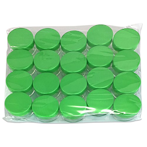 (Quantity: 20 Pieces) Beauticom 10G/10ML Round Clear Jars with GREEN Lids for Scrubs, Oils, Salves, Creams, Lotions, Liquid, Powder, Glitter, Sample Products - BPA Free