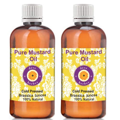 Deve Herbes Pure Mustard Oil (Brassica juncea) 100% Natural Therapeutic Grade Cold Pressed 100ml (Pack of Two) (6.76 oz)