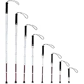 Retractable Red and White Blind Cane for the Blind, Aluminum Mobility Stick with Wrist Strap &amp; Storage Pouch, Non-Slip Sweat-Resistant Handle, Fixed Alloy Tip, Lightweight Portable Blind Walking Cane