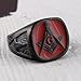 Red Enamel Stainless Steel Mason Freemason Vintage Solid Black Plated G Ring (11)