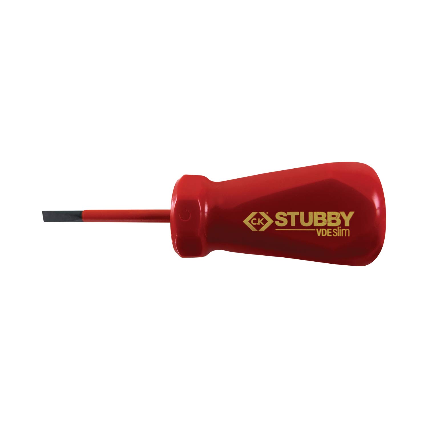 C.K T48344-055 Stubby Vde/1000V Slim Screwdriver Slotted 5.Mm, Red