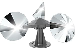 OFFO Bird Scare Reflective Wind Spinner, Plastic Base Bird Deterrent with Mirror Blades to Keep Pigeons, Woodpeckers, Sparrow