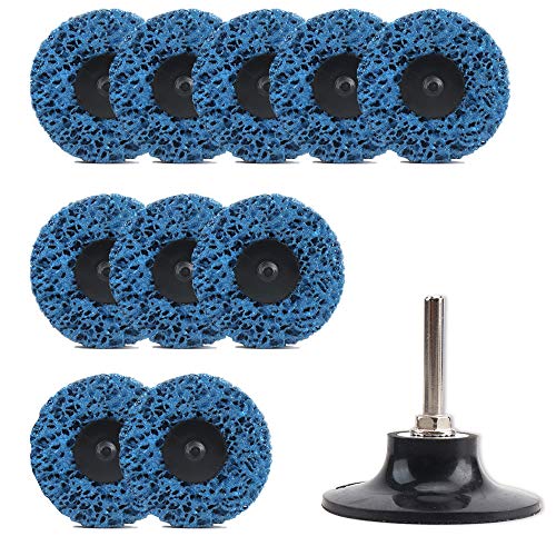 10 Pack 3inch Strip & Clean Abrasives Roloc Discs with 1Pc Roloc Disc