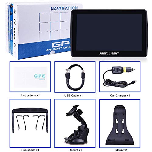 Car GPS Navigation,Lifetime Map Update, 7-inch HD Touch Screen& 8G-256MB Memory, Voice Broadcast GPS Navigation System, Including Multi-Function Car Charger - FREELLIGENT