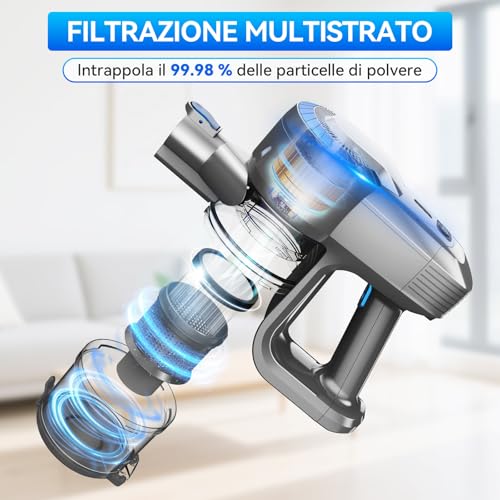 Ziaggnar Wireless Vacuum Cleaner, 6 in 1 Ultra-Light Wireless Electric Broom, 55 Minutes Runtime, Anti-Winding, Powerful Vacuum Cleaner for Floors/Carpets/Animal Hair