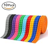 VERONES lego001 Loops Building Block Tape Multicolor Silicone Non Toxic Safe Tapes with Reusable Self Adhesive Strips as Brick Base Plates for Lego Toy Building Block Perfe (1 Meter/Roll), 10 Rolls