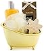 BRUBAKER 5 Pcs Gift Set 'Vanilla' Beauty Spa Set With Golden Bathtub, Bath Fizzer, Shower Gel, Bath Crystals, Sponge