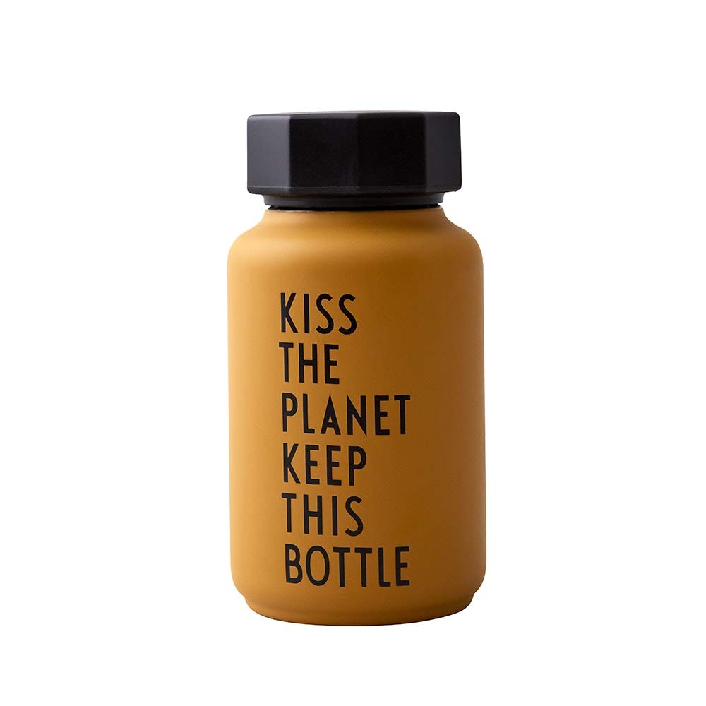 Design Letters Thermo/Insulated Bottle, Special Edition, Small (Mustard) – BPA-Free Double Walled Vacuum, Stainless Steel, Pure Nordic Design, Great for use on The go, 330 ml, Leak-Proof, 204 g.