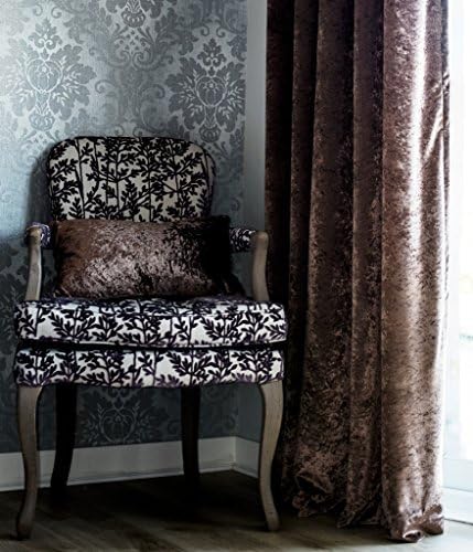 John Aird Crushed Velvet Fully Lined Eyelet Curtains (Mocha, 66" Wide x 54" Drop)