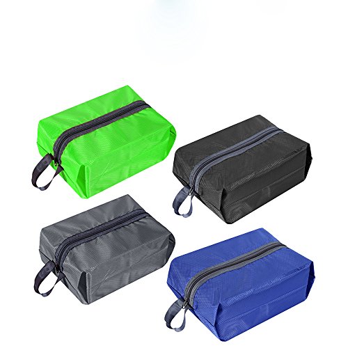 Luvan Portable and Waterproof Nylon Travel Shoe Bag with Zipper Closure for Men and Women,Multicolor,Pack of 4