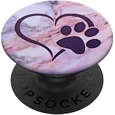 Purple Dog Paw Print Heart on Pink Blue Look PopSockets Adhesive PopGrip