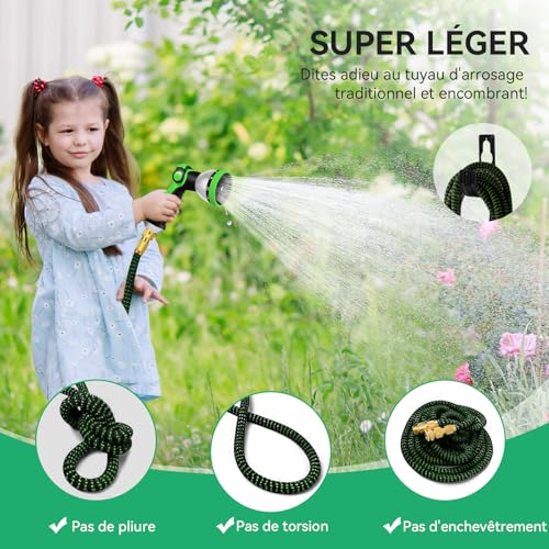 Yofidra Expandable Garden Hose – 15 m/50 ft Flexible Garden Hose with 10 Spray Models, Metal Connectors 1/2 Inch and 3/4 Inch Garden Hose for Garden, Watering, Cleaning