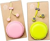PuTwo Eco Friendly Stereo Headset In Ear Headphones Earbuds for Smartphone (Pack of 2) - Pink+Green Macaron