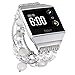 fastgo Compatible for Fitbit Ionic Bracelet Bands, Replacement Band Feminine Handmade Artificial Bling Wristband for Women (White)
