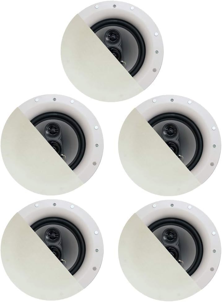 Acoustic Audio by Goldwood CSic84 Frameless 8" in Ceiling 5 Speaker Set 3 Way Home Theater Speakers, White, (Model: CSic84-5S) (Renewed)