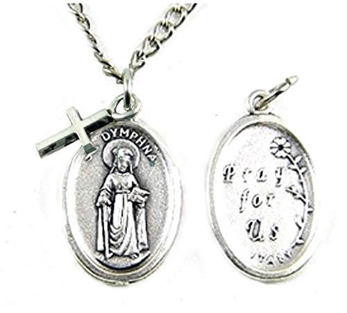 Saint Dymphna Patron Saint of Nervous and Mental Afflictions Necklace with Cross