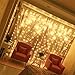 DLPIN 304 LED Christmas Lights Linkable Window Curtain String Lights UL Safe Fuse Saving Settings for Wedding Home Party Decorations - 9.8FT Warm White
