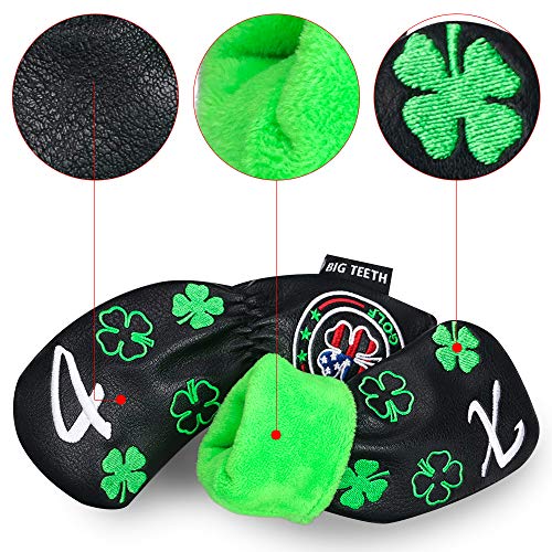 Golf Iron Head Covers 11Pcs Golf Club Protector Lucky Clover for