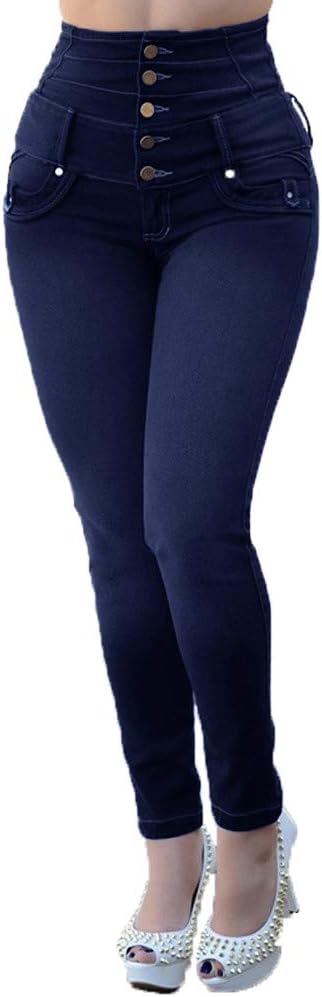 Women High Waisted Skinny Denim Jeans Stretch Slim Pants Calf Length Jeans