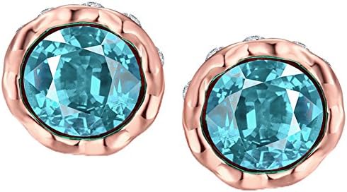 Women's Stud Earrings, Rose Gold Plated Cubic Zirconia Diamond Girls round Earrings, hypoallergenic