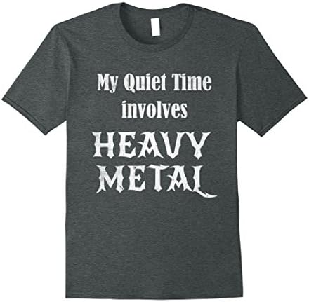 Mens Distressed Quiet Time Involves Heavy Metal Rocker T Shirt XL Dark Heather