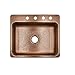 Sinkology SK102-25AC-4 Rosa Drop In Copper Sink 25 In. 4-Hole Single Bowl Copper Kitchen Sink In Antique Copper