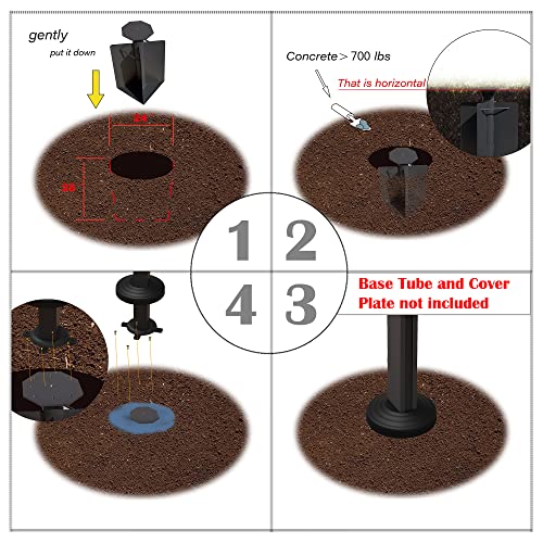 PURPLE LEAF Offset Patio Umbrella Base In Ground, 24.41"(H) X 11.42"(W