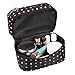 Double Layer Traveling Makeup Bag Small Dots Pattern Cosmetic Bag with Mirror-Small size(Black)