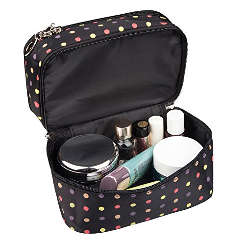 Double Layer Traveling Makeup Bag Small Dots Pattern Cosmetic Bag with