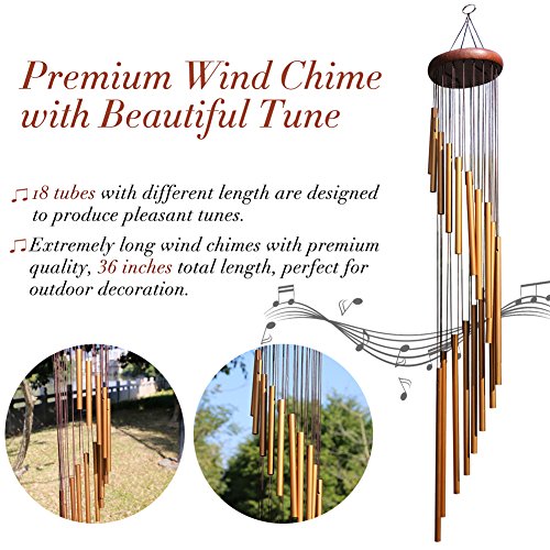 image for punada Long Wind Chimes Outdoor, UPGRADED 36” Wind Chimes Amazing Gr