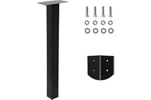 PONTUSS 43" Galvanized Steel Mailbox Post - Heavy Duty 4x4 Black In-Ground Post for Outdoor Mailboxes with Easy Installation