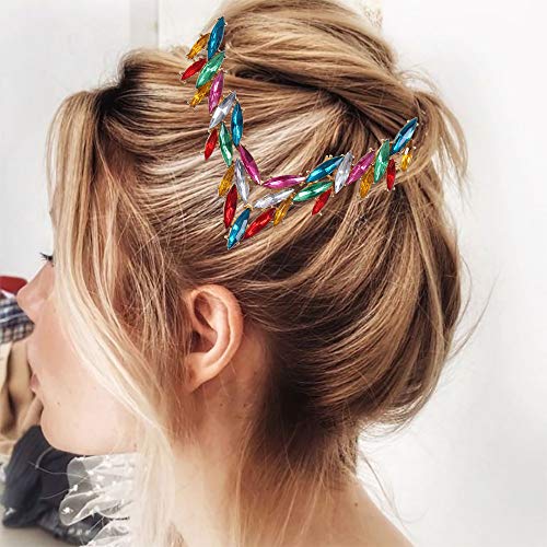 image for YMHPRIDE 10 Pcs Vintage Colorful Crystal Hair Pins Rhinestone Hair Cli