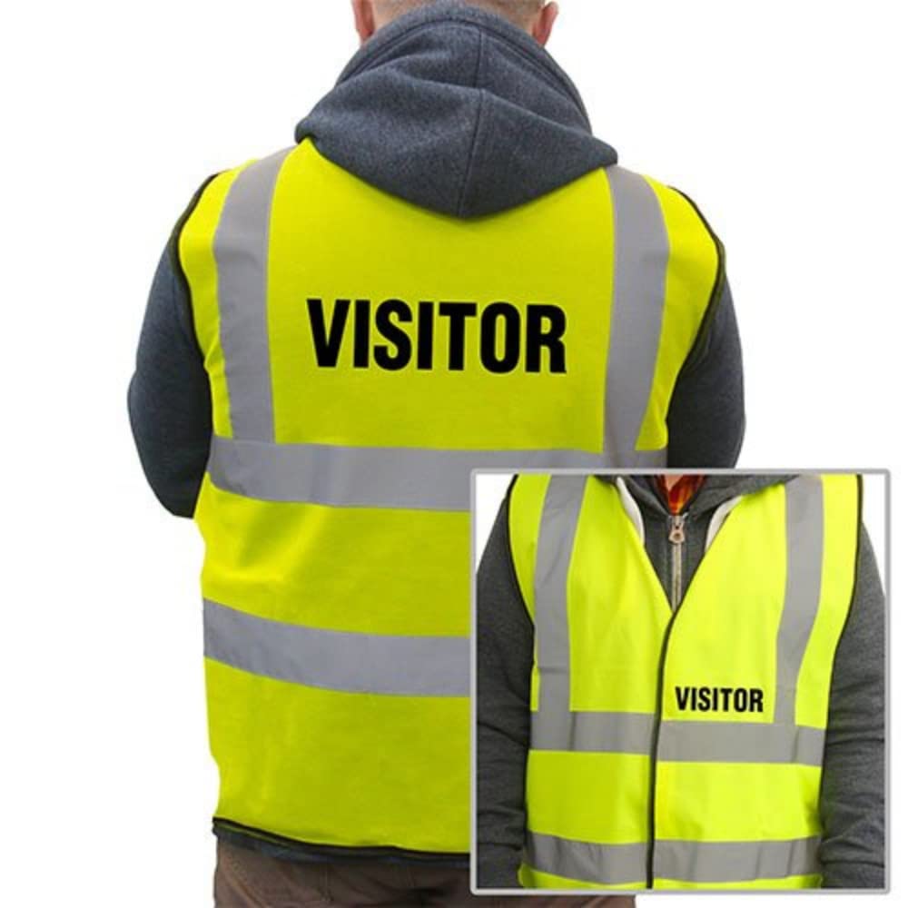 VSafety M-Visitor Basic High-Visibility Safety Vest, Medium, Yellow
