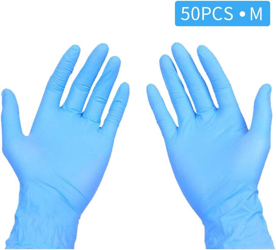 Ccoco Nitrile Gloves, Medical Gloves Box of 50, Latex Gloves, Powder Free, Disposable - Blue/White