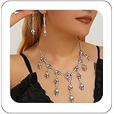 BOOZIQ Halloween Skull Pirate Necklace Set for Women Punk Tassel Skull Necklace Earrings Sets Goth Ghost Hand Jewelry Set Witch Emo Accessories Halloween Pirate Jewelry Gift for Women