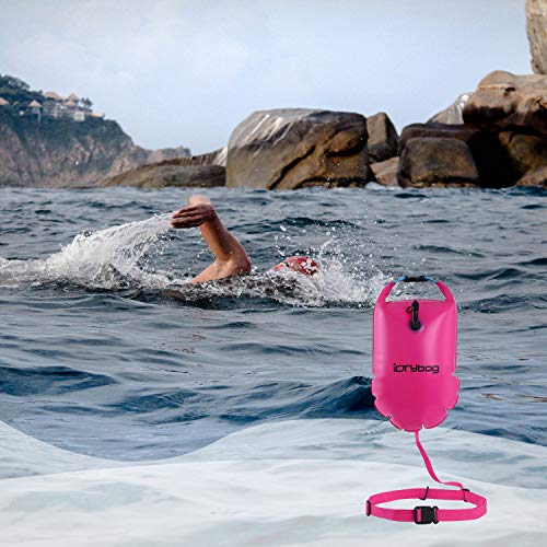 IDRYBAG Safety Swim Buoy Adult Tow Float, Triathletes Open Water Swim Buoy Safe Training, Inflatable Float Swim Buoy Kayaking Swimming Boating 15L