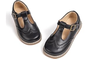 GOJERP Boy's Girl's Classic T-Strap Dress Shoes Wedding Party Church School Uniform Oxford for Toddler/Little Kid