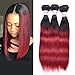 Top Hair Brazilian Ombre Burgundy Hair Extensions Black To Red Weave Brazilian Hair Ombre Weaves Straight Two Tone 3 Bundles 10 12 14 inches Total 150Gram