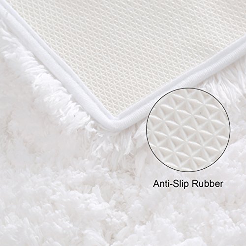 KMAT Bathroom Rugs Bath Mat 32" x 47",Large Soft Shaggy White