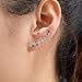 Ear Crawler Earrings - Fashion Stainless Steel CZ Ear Crawlers Climbers - Women Sweep Up Hoop Ear Cuff Pin Vine Wrap Studs Earrings - 7 Stars Cubic Zirconia Crystal Clip On Stud Jewelry with Fish Hook
