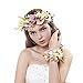 Ever Fairy 2pcs/Set Beige Flower Crown and Wrist Band Wedding Hair Wreath flower Headband (Beige)