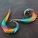 BodyJ4You Glass Spiral Tapers, 2 Pieces Ocean Fire Glass Plugs 2G-16mm (2 Pieces)