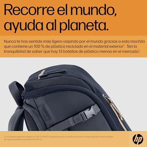 Travel Mochila para Portatiles de hasta 15,6" (Capacidad 25L, Ampliable hasta 30 L, Impermeable, Ergonómica, Bolsillo con Bloqueo RFID, Cremalleras con Cierre) Color Azul Oscuro