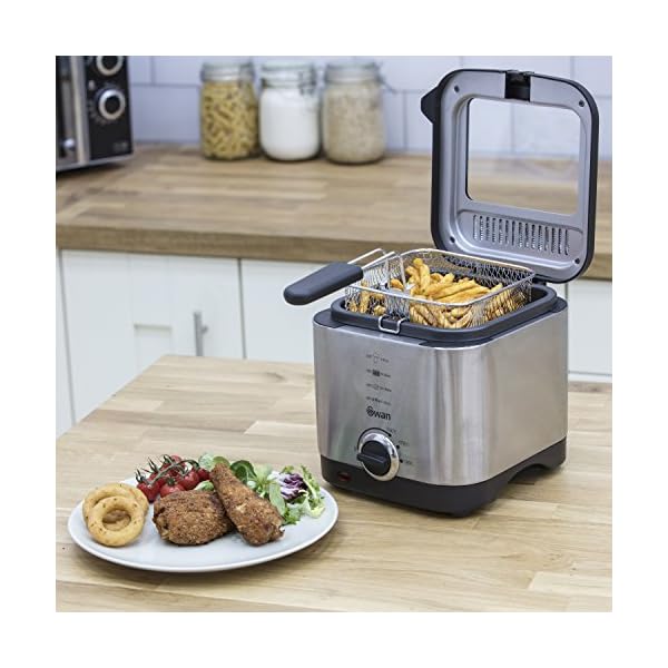Swan-15-litre-Stainless-Steel-Fryer-with-Viewing-Window-Easy-Clean-and-Adjustable-Temperature-Control-900-W-Silver-SD6060N Swan 1.5 litre Stainless Steel Fryer with Viewing Window, Easy Clean and Adjustable Temperature Control - 900 W, Silver…