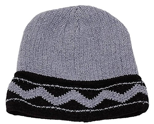 Best Winter Hats Adult Chenille Zig Zag Winter Skull Cap W/Fleece Lining (One Size) - Gray/Brown